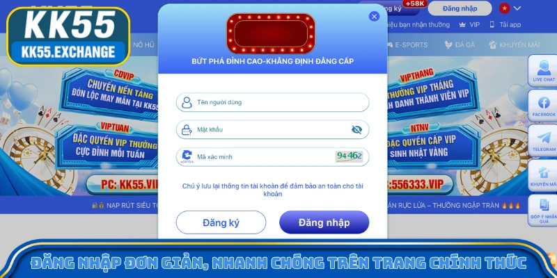 Đăng nhập đơn giản, nhanh chóng trên trang chính thức