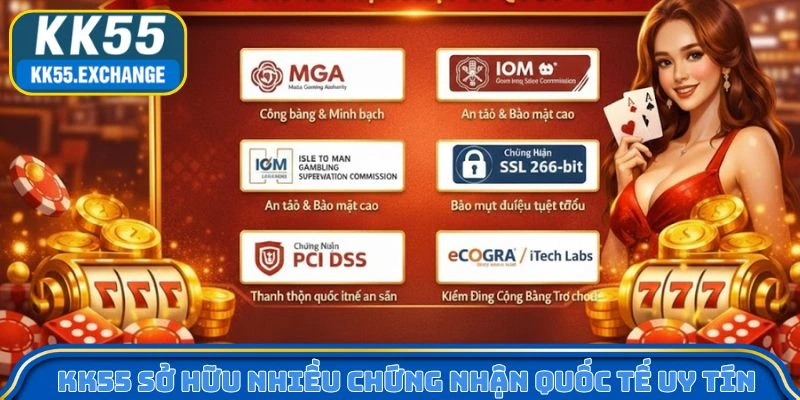 KK55 sở hữu nhiều chứng nhận pháp lý quốc tế uy tín